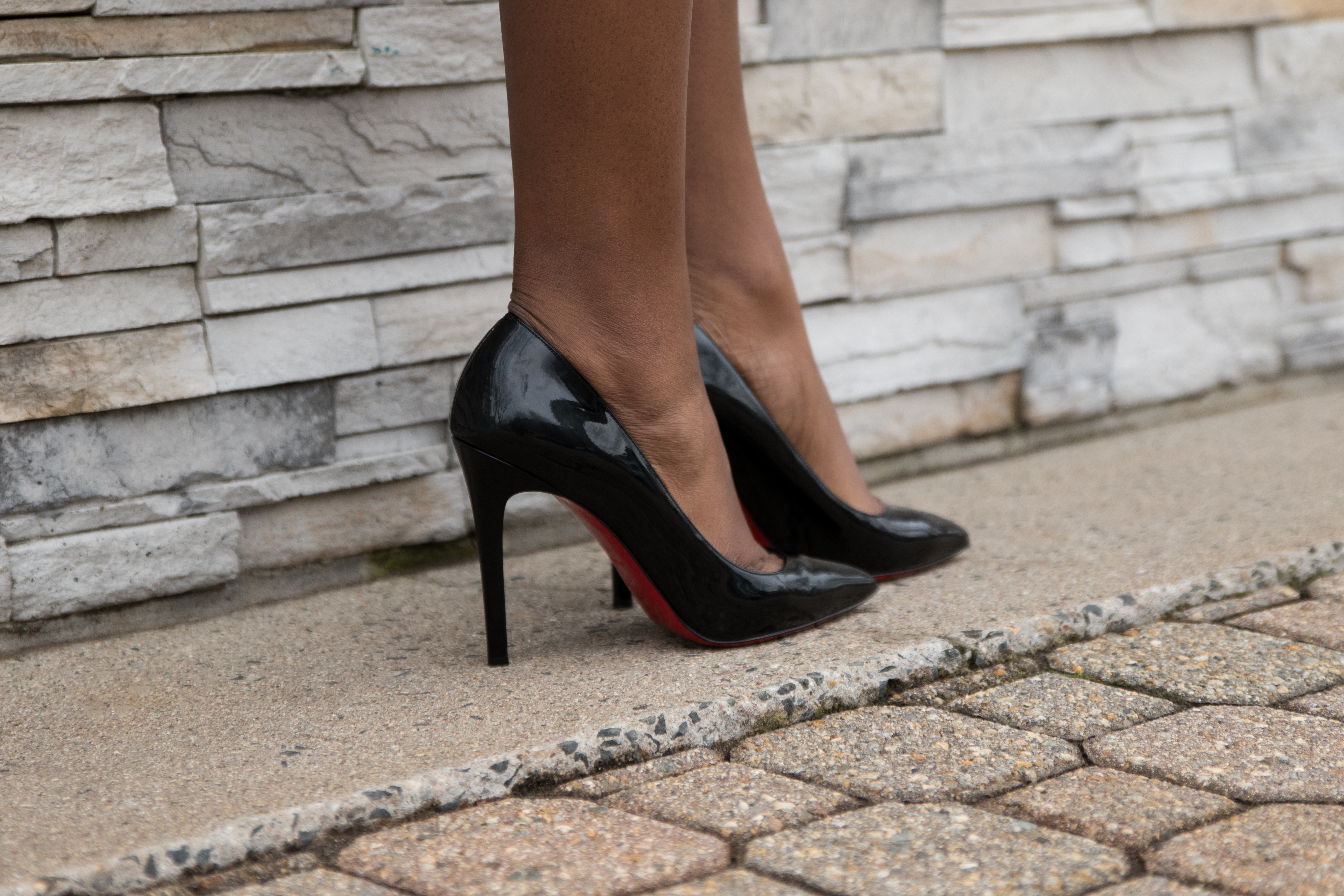 black patent pumps